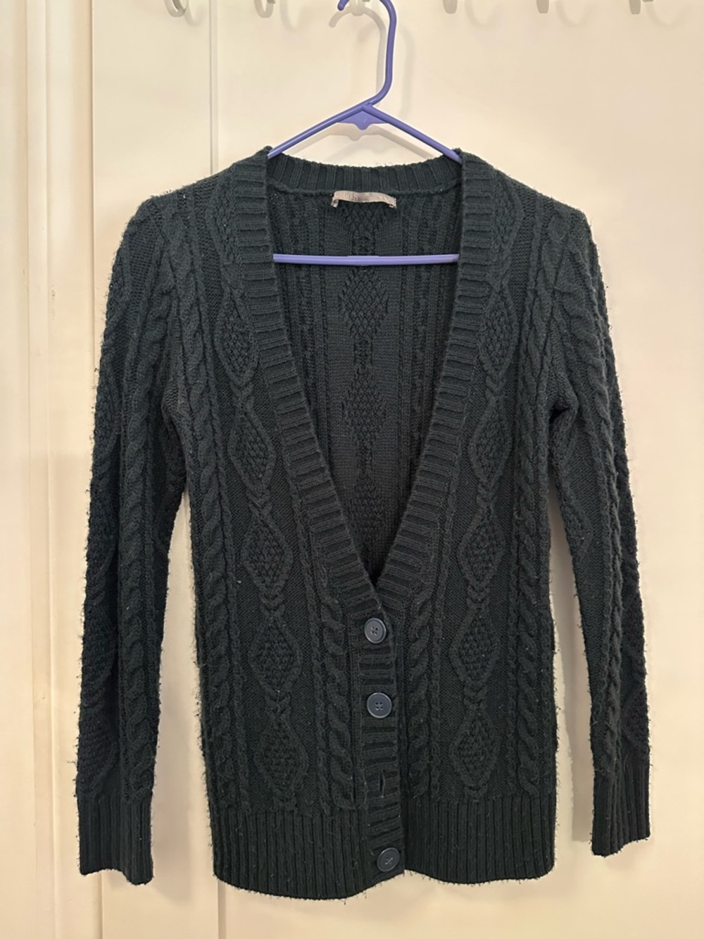 Rubbish Black Cable Knit Button-Front Cardigan